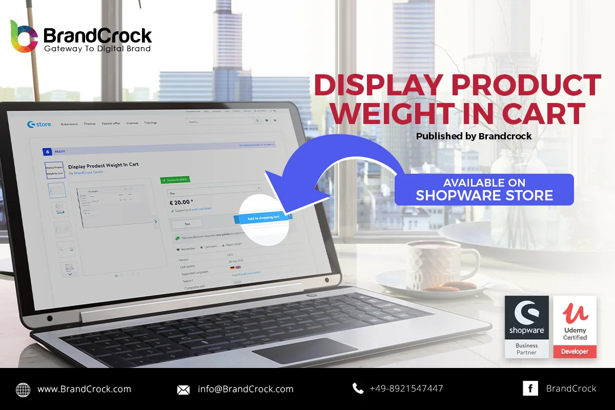 Produktgewicht im Warenkorb anzeigen Shopware 6 plugin | BrandCrock