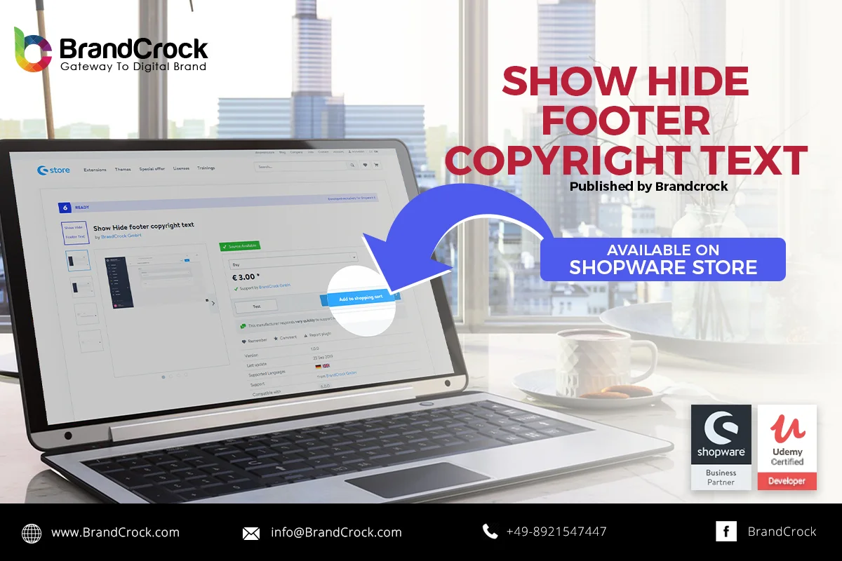 Show Hide footer copyright text Shopware 6 plugin | BrandCrock
