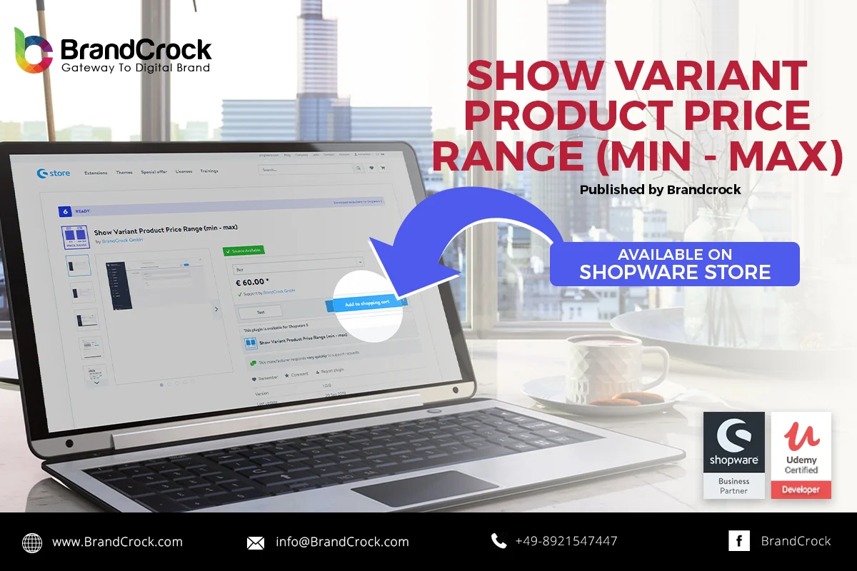 Variante Produktpreisspanne anzeigen (min - max) Shopware 6 plugin | BrandCrock