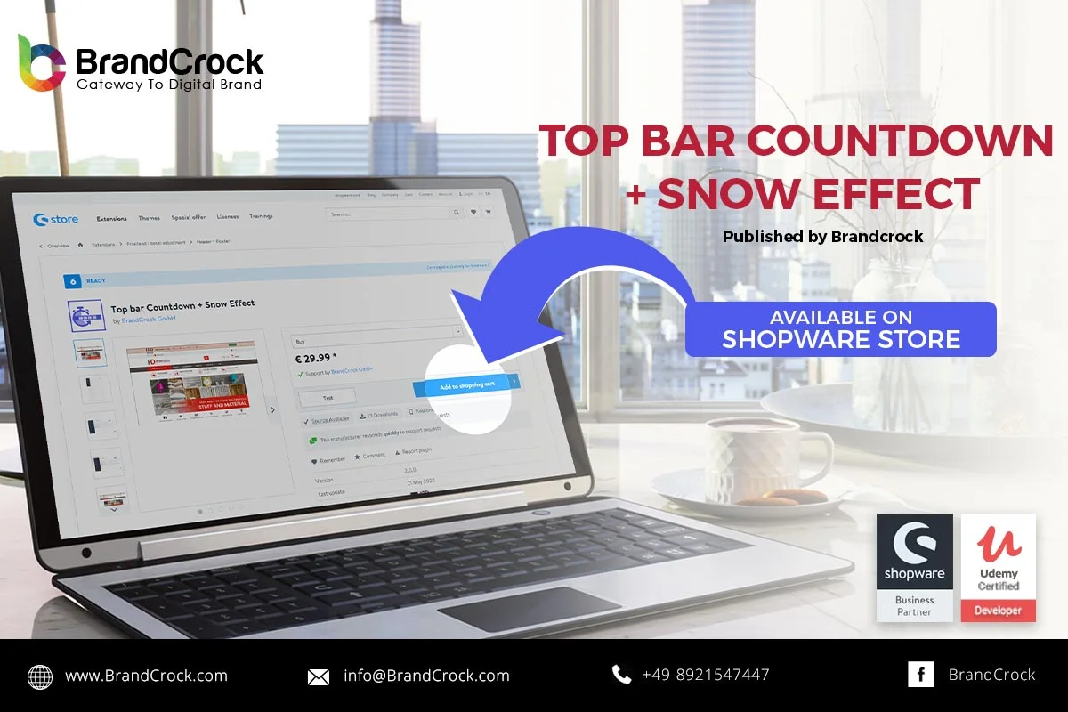 Top bar Countdown + Snow Effect Shopware 6 plugin | BrandCrock