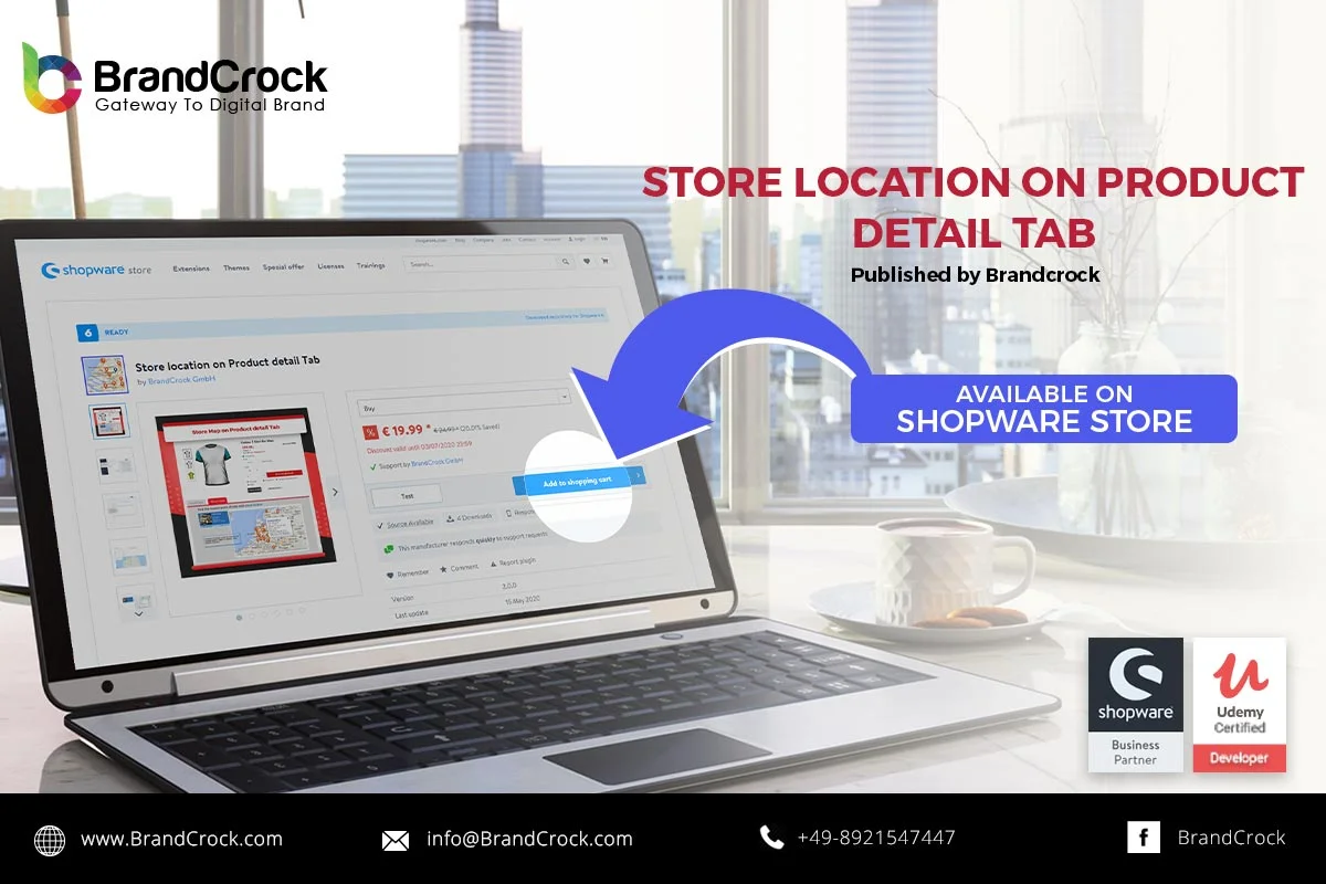 Standort der Filiale auf der Registerkarte Produktdetail Shopware 6 Plugin | BrandCrock