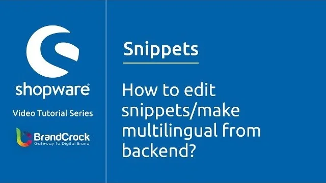 Shopware tutorials: How to edit snippets/ make multilingual from backend | BrandCrock