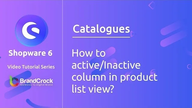 Shopware 6 tutorials: How to Active/Inactive columns in Product List view | BrandCrock