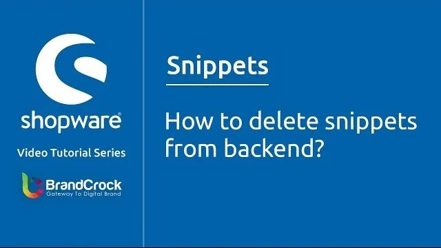 Shopware tutorials: How to delete snippets from backend | BrandCrock